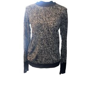 Lululemon S/M black gray marbled crew neck thumb holes long sleeve stretchy